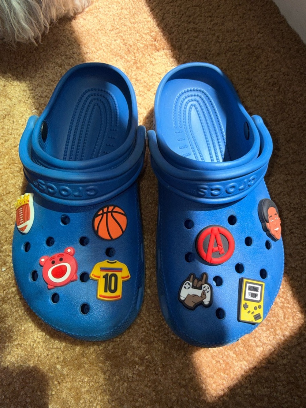 CROCS Bright Blue Classic Clogs with Assorted Jibbitz